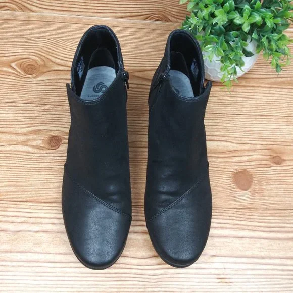 CLARK'S CLOUDSTEPPERS by Wedge Ankle Boots Black size 10 M Women - Picture 3 of 9